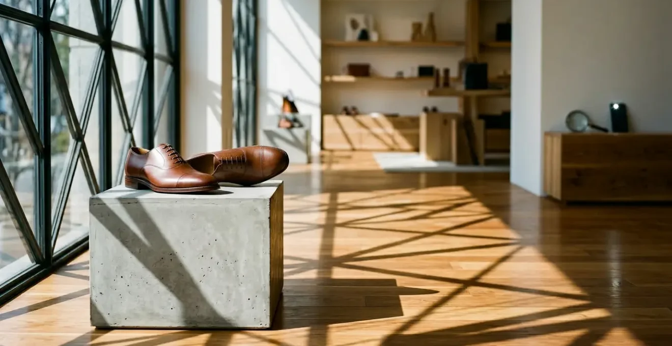 Inspection minutieuse d'une chaussure en cuir révélant des défauts de fabrication cachés