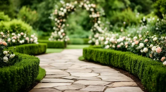 Homme élégant portant des sneakers minimalistes blanches avec un costume décontracté lors d'un mariage en jardin