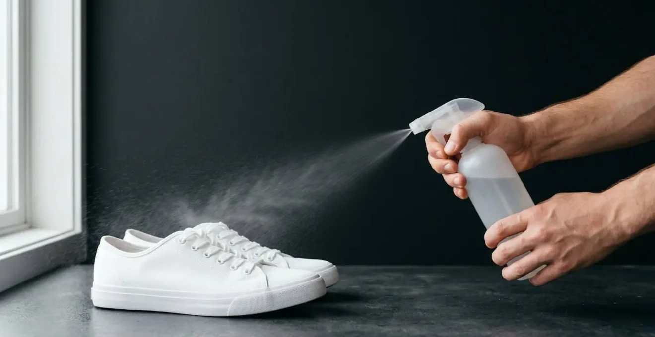 Démonstration de la technique de double pulvérisation croisée sur sneakers