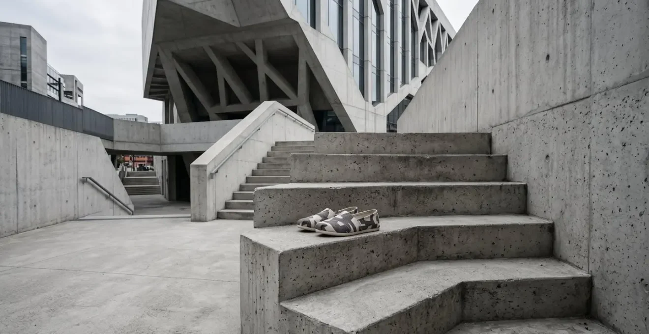 Paire de slip-on à motif géométrique discret dans un cadre urbain épuré