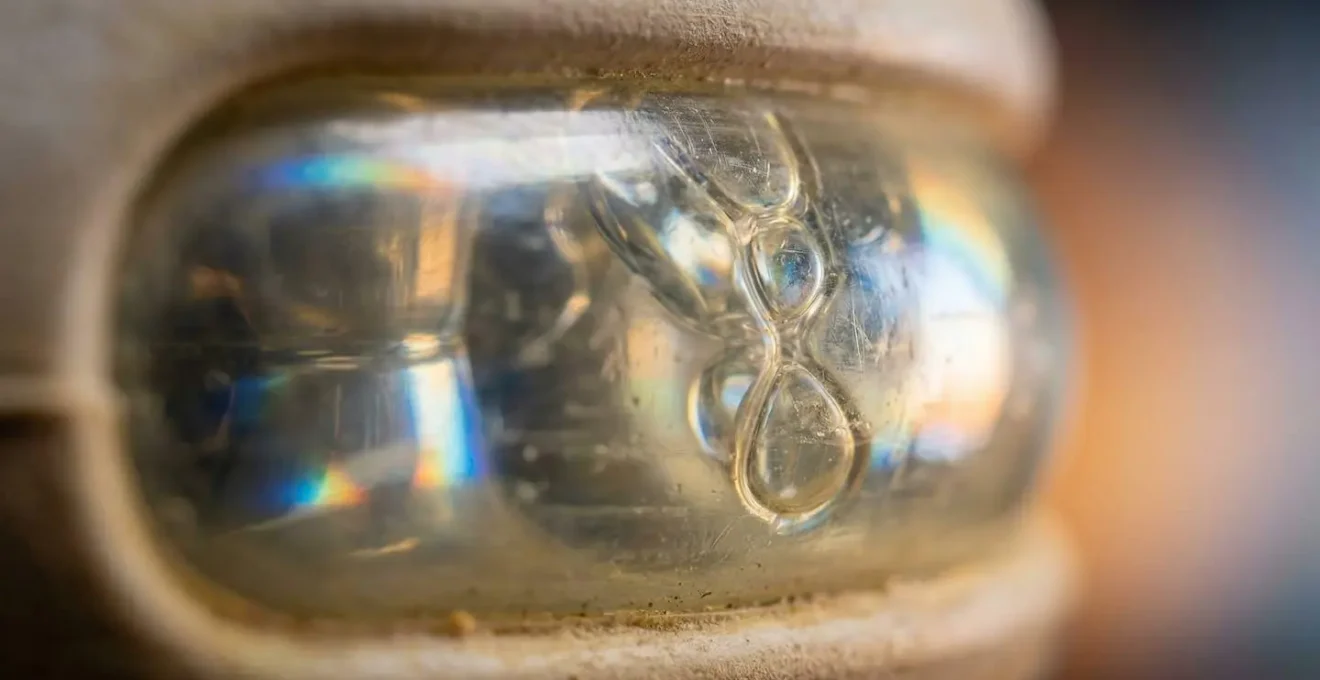 Gros plan macro sur la bulle d'air visible d'une Nike Air Max vintage avec jeux de lumière